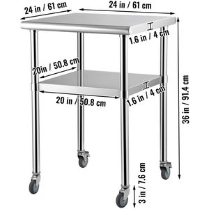Tavolo da Preparazione Cibo in Acciaio Inossidabile 24 X 24 X 36 Pollici, Capacità di Carico 600 Libbre, Tavolo Resistente in Metallo - Product Image 4