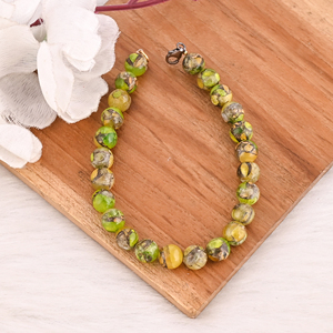 Natural Peridot Copper <b>Beads</b> <b>Gold</b> Plated 925 Sterling Silver <b>Bracelet</b> Handmade Gemstone Jewelry for Unisex Party Wedding Gift - Product Image 4