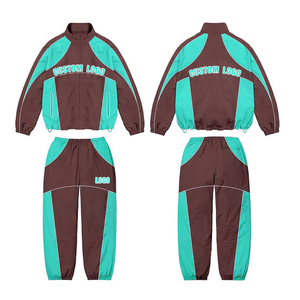 Ensemble de survêtement unisexe entièrement personnalisé 2026, style sportif à blocs de couleur, manches longues, fermeture éclair, respirant, en polyester, coupe classique, pour l'automne - Product Image 1
