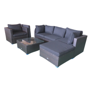 Muebles de Jardín y Patio Modernos de Mimbre y Ratán, Resistentes al Agua, Juego de Sofás de 6 Piezas con Cubierta de Vidrio para Uso Comercial, Alta Calidad y Durabilidad - Product Image 1
