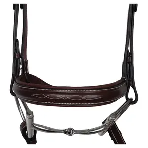 Cabezada Inglesa - Piezas de cuero crudo anudadas para las mejillas - Diadema anudada con borlas de crin de caballo - Precio al por mayor - Product Image 3