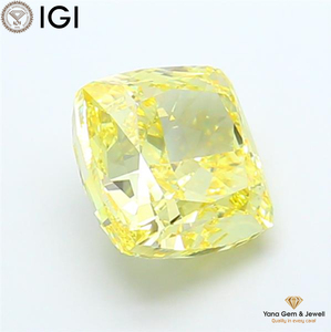 CVD Lab Grown Diamond 6.00 Carat with IGI Certified <b>Square</b> Cushion Cut VS1 Clarity Fancy Vivid Yellow Color for Trendy Ring - Product Image 5