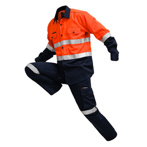 Uniforme de Trabajo Industrial para Construcción y Minería EN20471, Ropa de Trabajo de Algodón, Logotipo Personalizado, Ropa de Seguridad Reflectante, Camisetas de Alta Visibilidad - Product Image 1