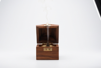 Boîte de rangement en bois pour encens, avec accents en laiton, support en bois naturel, vente en gros