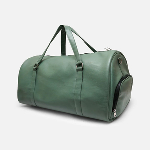 Bolsa de Viaje de Cuero Verde con Cierre de Cremallera, Bolsa de Fin de Semana Resistente Unisex - Product Image 5