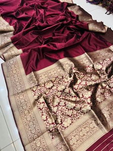 Blouse décontractée pour femme, style sari, avec broderie Jari dorée, infroissable, séchage rapide, réversible, longueur ras du sol, coupe classique, en promotion en ligne -1 - Product Image 4