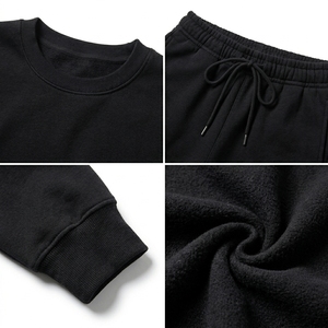 2 Piece Crop Sweatshirt Jogger Winter Set Fleece Crew Neck Warm Thick <b>Matching</b> Custom OEM Wholesale Manufacturer - Product Image 4