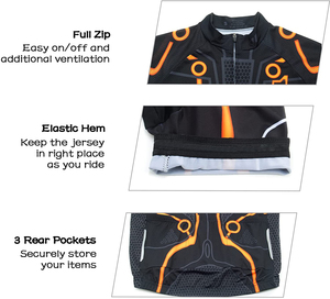 Ensemble de maillot et de short de cyclisme pour homme Noir Orange Design sublimé Respirant Léger Vêtements de cyclisme d'été - Product Image 5