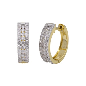 Luxury 14K Gold <b>Fine</b> Jewelry 0.76 TCW Natural Diamond Round Hoop <b>Earrings</b> 4.05g for Women - Product Image 1