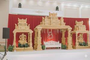 Mandap de Boda de Madera de Lujo con Temática de Palacio, Estilo Castillo Grande Personalizado, Diseño Tradicional de Pavo Real, Profesional y Ligero - Product Image 4