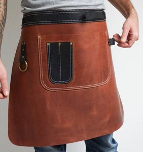 Handmade <b>Half</b>-Length Vintage Classic Buffalo Leather Waist <b>Apron</b> Rustic Brown Genuine Leather Eco-Friendly Durable Workwear - Product Image 3