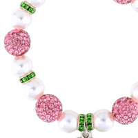 Brazalete con Forma de Bola en Rosa, Blanco y Verde, con Piedras Rosas y Espaciadores de Diamantes de Imitación, Chapado en Oro, Joyería Vintage de Moda, Regalo Unisex