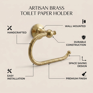 Porte-papier toilette en laiton gravé, support mural incurvé pour rouleau de papier, porte-rouleau de salle de bain en laiton massif, accessoire de rangement de luxe pour papier toilette - Product Image 5