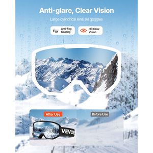 Men Women Youth <b>Ski</b> Goggles with Revo Coating Silver Mirror OTG Anti-Fog Cylindrical Lens TPU Frame-for Snow Sports - Product Image 2