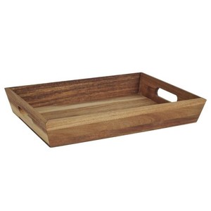 Rectangular Solid <b>Wood</b> Serving Tray with Metal Handles Handmade Modern Tabletop Decorative Platter <b>Wood</b> Crafts, Wooden Boxes, & - Product Image 1