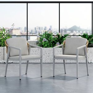 Ensemble de 2 chaises de salle à manger d'extérieur en rotin tressé, fauteuils de patio élégants pour piscine, balcon et jardin - Product Image 1