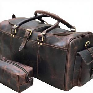 Sac de voyage unisexe en cuir véritable vintage, très pratique, imperméable, avec fermeture éclair, pliable et réglable, modèle B S - Product Image 1