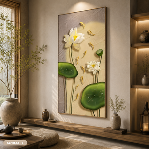 Pintura de seda de flor de loto de la marca HALO, de primera calidad, pintada a mano en Vietnam, arte decorativo para pared, hecho en Vietnam. - Product Image 6