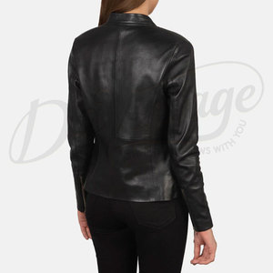 Custom Women's Slim Fit Sheepskin <b>Leather</b> <b>Jacket</b> | Genuine Soft <b>Leather</b> Biker Coat | De Vintage Lightweight Outerwear - Product Image 3