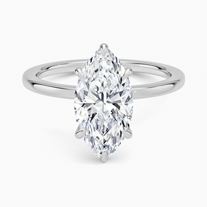 Anillo de Compromiso Solitario de Moissanita con Corte Marquesa de 2 Quilates y Halo Oculto - Product Image 3