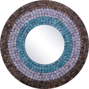 Boutique Hotel Decor Rustic Concentric <b>Ring</b> Shell Inlay Handicraft Wall Mount Round <b>Mother</b> Of Pearl Mirror Price - Product Image 1