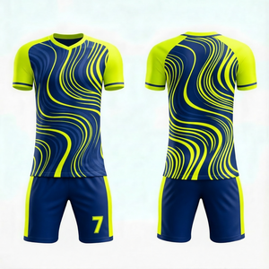 ชุดกีฬาฟุตบอลดีไซน์ใหม่ ชุดฝึกซ้อมฟุตบอลมืออาชีพ เสื้อและกางเกงขาสั้นคุณภาพสูง - Product Image 4