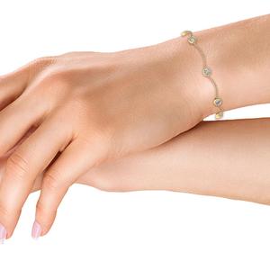 Bracelet délicat en or rose avec chaîne sertie de diamants de laboratoire ronds et taillés en coussin de 0,79 carats - Product Image 3
