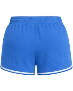 Shorts de sport bleus pour femmes en polyester et élasthanne, respirants, avec empiècements en maille, taille élastique et cordon de serrage, pour la gym, la course, l'entraînement et les loisirs - Product Image 2