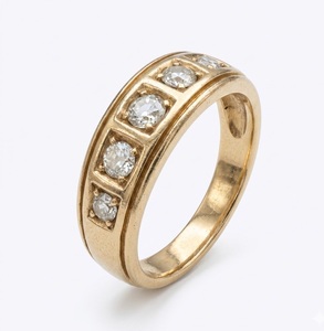 Bague victorienne en diamant à 5 pierres, design bateau antique, en or véritable 18 carats, filigrane, avec diamant de laboratoire, fine alliance de mariage en or - Product Image 3
