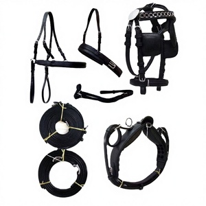 Arnés de Conducción Individual en Miniatura, Cómodo, de Cuero Negro, para Caballos - Product Image 1