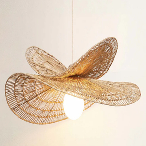 โคมไฟหวายทรงกรวยลายดอกเดซี่สำหรับภายนอกอาคาร ทอมือ 100% - Product Image 4