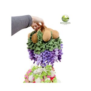 Cesta Colgante de Flores Amigurumi Personalizada, Hecha a Mano, Decoración Floral, Maceta de Hilo Suave para Decoración de Interiores, Venta al por Mayor - Product Image 5