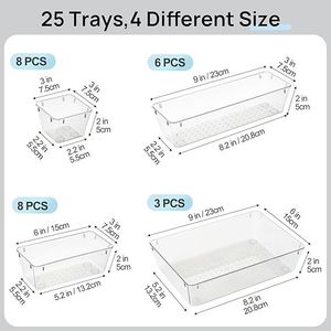 Set di 25 Contenitori e Scatole in Plastica Versatili in 4 Misure, Organizzatori per Cassetti da Ufficio, Vassoi e Accessori per una Conservazione Efficiente - Product Image 4