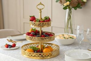 Elegante y brillante soporte de metal de 3 niveles para pasteles, moderno expositor de postres y cupcakes, ideal para eventos, fiestas, hogar, hotel, restaurante. - Product Image 3