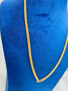 Cadena de Oro Sólido de 22K con Cuentas y Eslabones Decorativos, Cierre de Gancho en S, Joyería Tradicional India para Hombres y Mujeres - Product Image 3