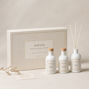ชุดเครื่องกระจายกลิ่นหอม AIKUN พรีเมียม สีขาวด้าน 3 ชิ้น ชุดน้ำหอมปรับอากาศสำหรับบ้าน พร้อมฝาไม้ สำหรับโรงแรม สปา ขายส่ง - Product Image 1