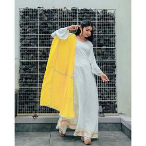 Robe en mousseline de coton blanc argenté taille XS - Product Image 2