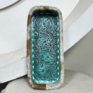 ถาดหนังแท้ทำมือ ปี 2025 สำหรับจัดเก็บของ หนังวัวแท้ ตกแต่งสไตล์ตะวันตก ของตกแต่งบ้านสไตล์เรียบง่าย ของตกแต่งโต๊ะทำงาน - Product Image 5