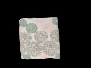 Tissu en coton blanc brodé de qualité supérieure, broderie spirale 3D en forme de cercle avec accents vert pastel et rose clair - Product Image 5