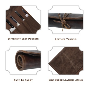 กระเป๋าเก็บมีดเชฟหนังแท้พรีเมียมแบบพกพา - Product Image 3