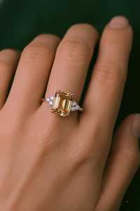 Natural Citrine <b>Ring</b> Prong Setting Handmade Sterling <b>Silver</b> <b>Emerald</b> Cut Birthstone <b>Ring</b> Gift for Her Wedding Party - Product Image 6