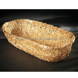 Nouveau lancement or ovale pain panier torsion treillis métallique aluminium Floral décoratif plateau décor à la maison article de cadeau pour noël - Product Image 4