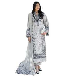 Robe pakistanaise Shalwar Kameez pour femmes 2026, respirante, entièrement brodée, chemise et pantalon avec dupatta en mousseline, ensembles Salwar pakistanais - Product Image 1