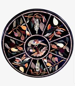 Plateau de table de luxe en incrustation de pierres semi-précieuses Pietra Dura - Product Image 4