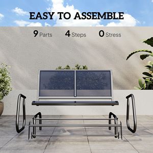 2 Person Outdoor Glider Bench Comfortable Patio Double <b>Swing</b> Loveseat Steel <b>Frame</b> Egg <b>Swing</b> Feature Dark Blue Metal Material - Product Image 4