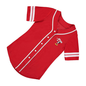 Maillot de baseball rouge tendance pour femme, manches courtes, logo brodé, maille respirante, coupe classique, toutes saisons - Product Image 3