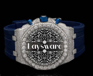 นาฬิกาข้อมือผู้ชาย Laysware รุ่นพรีเมียม ประดับเพชรโมอิสซาไนต์เต็มหน้าปัด สายยางสีน้ำเงิน ดีไซน์หรูหรา สไตล์ฮิปฮอป ประดับเพชรเต็มเรือน - Product Image 1