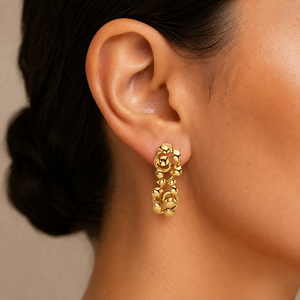 Pendientes de Aro Gruesos de Plata 925 y Oro Sólido de 14K/18K, con Diseño Floral, Joyería Fina para Mujer, Uso Diario - Product Image 2