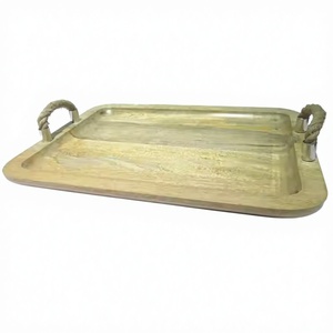 Bandeja Rectangular Moderna Personalizable de Madera de Mango para Servir Café, Comida y Bebidas en Hoteles, Proveedor Mayorista de Bandejas de Madera - Product Image 1