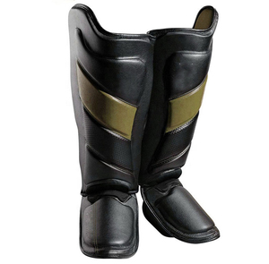 Protections de tibia et coussinets d'entraînement Muay Thai en cuir et PU avec protection de base pour MMA et boxe, ajustement universel - Product Image 3